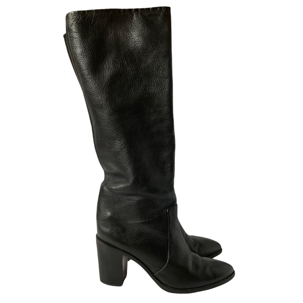 Schutz Amora Tall Soft Black Leather Heeled Boot